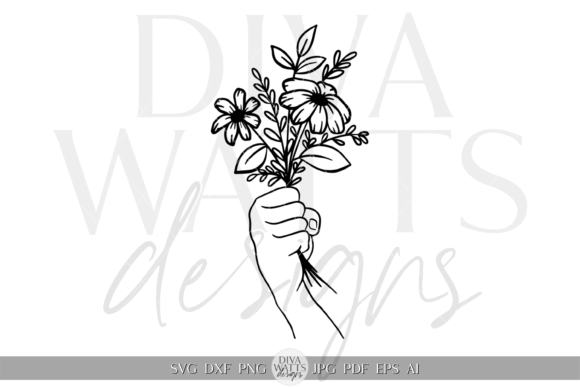 Download Hand with Flowers Silhouette Artwork SVG - Flowers Collection