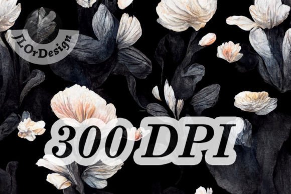 Download Black Watercolor Flowers Digital Paper - Flowers Collection