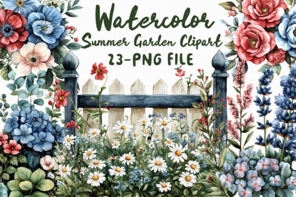 Download Watercolor Summer Garden Clipart - Summer garden clipart Collection