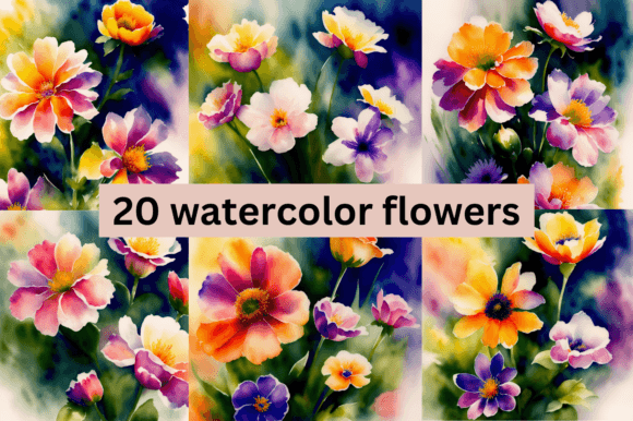 Download 20 Watercolor Flowers Bundle - Flowers Collection