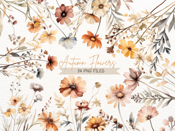 Download Watercolor Autumn Flowers PNG Clipart - Flowers Collection