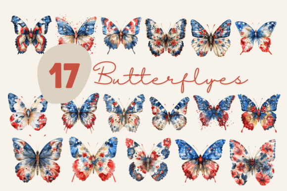 Download Patriotic Watercolor Butterflies Flowers - Flowers Collection