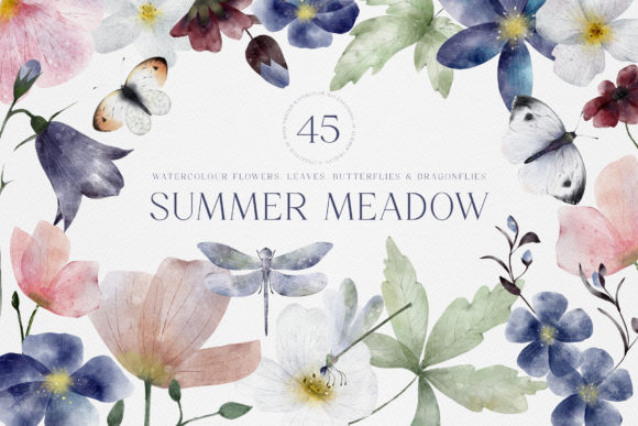 Download Watercolor Hand Painted Flowers Leaves - Flowers Collection