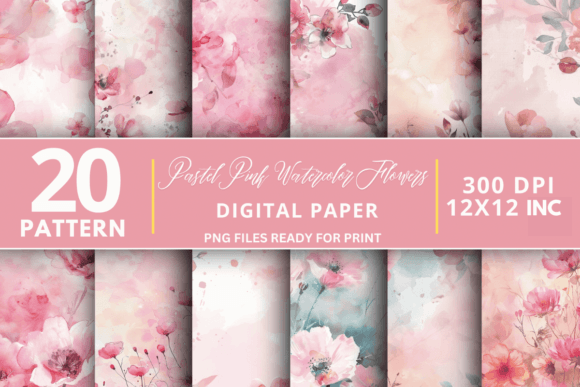 Download Pastel Pink Watercolor Flowers Bundle - Flowers Collection