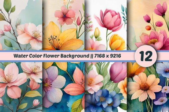 Download Water Color Flower Background || 12 Set - Background Collection