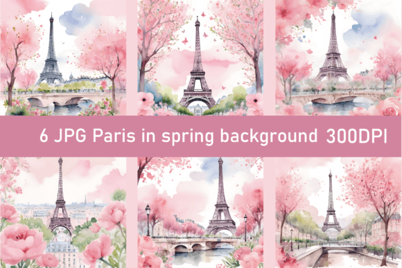 Download Pink Watercolor Spring Paris Background - Background Collection