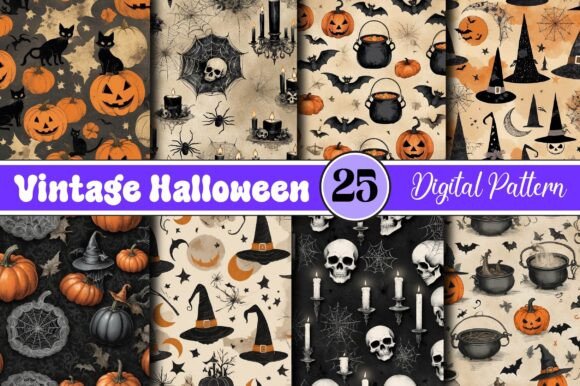 Download Vintage Halloween Pattern Background - Background Collection