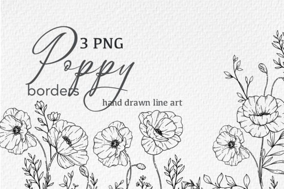 Download Poppy Flowers LINE ART. Poppy CLIPART - Flowers Collection