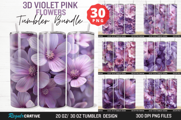 Download Violet Pink Flowers Tumbler Wrap Bundle - Flowers Collection