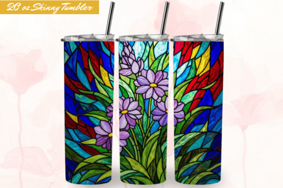 Download Stained Glass Lavender Flowers Tumbler - Flowers Collection