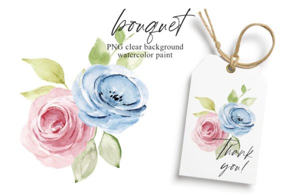 Download Pink, Blue Flowers Watercolor Clipart. - Flowers Collection
