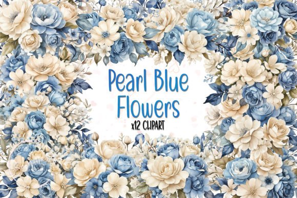 Download Ivory Pearl Blue Flowers Watercolor - Flowers Collection