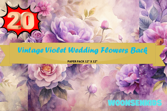 Download Beautiful Vintage Violet Wedding Flowers Background Watercolor Png Kdp Digital Paper - Background Collection
