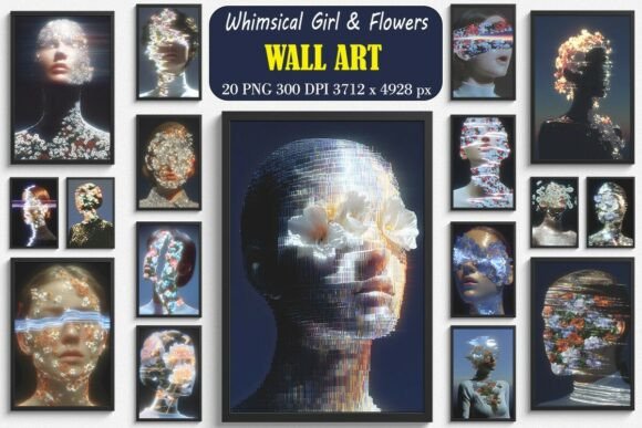Download Whimsical Stunning Girl &amp; Flowers Arts Bundle - Flowers Collection