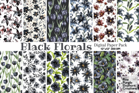Download Watercolor Black Flowers Halloween Noir - Flowers Collection