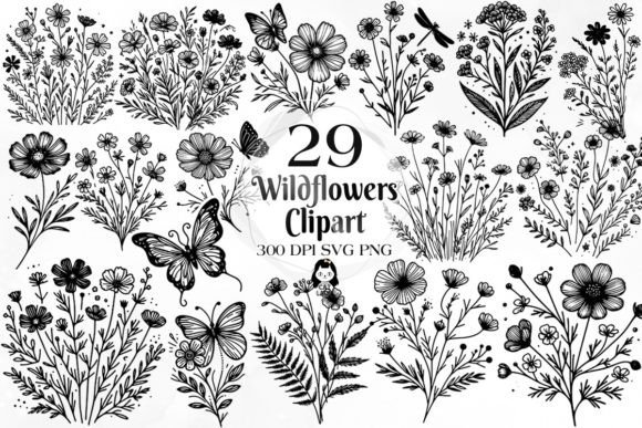 Download Wildflowers SVG PNG Clipart Bundle - Flowers Collection