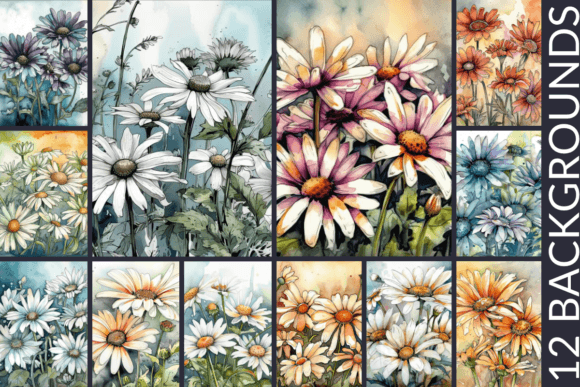 Download Daisies Watercolor &amp; Ink Background - Background Collection