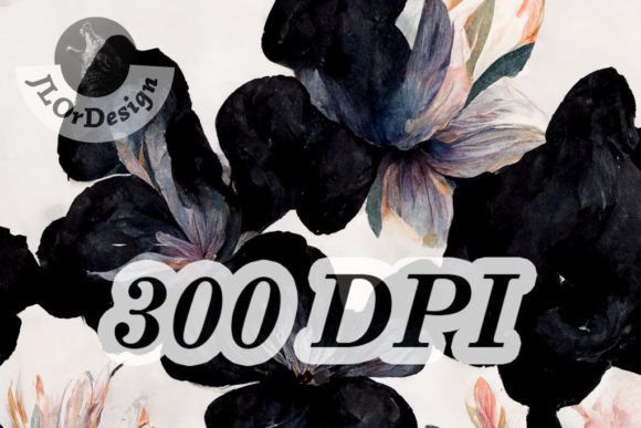 Download Black Watercolor Flowers Digital Paper - Flowers Collection
