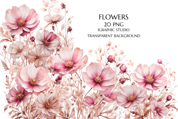 Download Rose Gold and Pink Wildflowers PNG - Flowers Collection