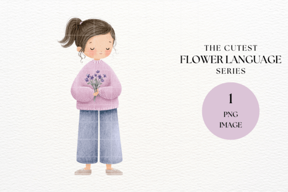 Download Girl Holding Violet Flowers Clipart PNG - Flowers Collection